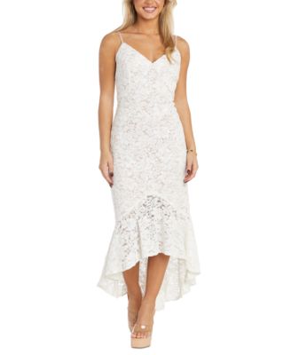 Nightway - Women's V-Neck Flounce-Hem Lace Dress