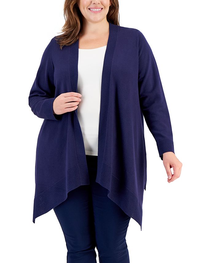 JM Collection Plus Size Open-Front Cardigan, Created for Macy's - Macy's
