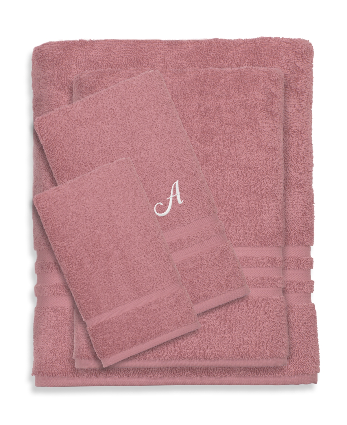 Linum Home Textiles Turkish Cotton Personalized Denzi Towel Set, 4 Piece In Pink