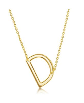 Sterling Silver, Gold Plated Sideways Initial Necklace - Gold d