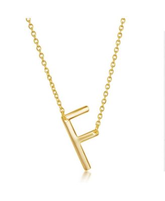 Sterling Silver Gold Plated Sideways Initial Necklace - Gold f 56$