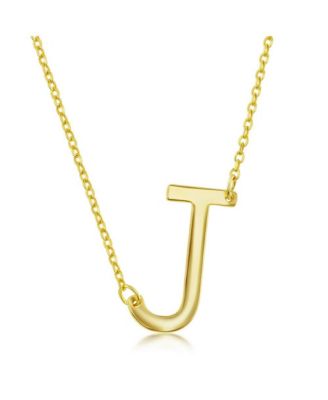 Sterling Silver 14k Gold Plated Sideways Initial Necklace