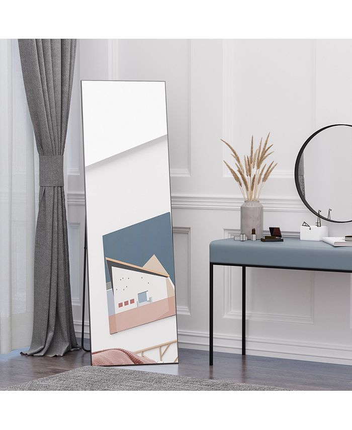 62.5" Wall Hanging Full Length Mirror, Standing Bathroom Mirror