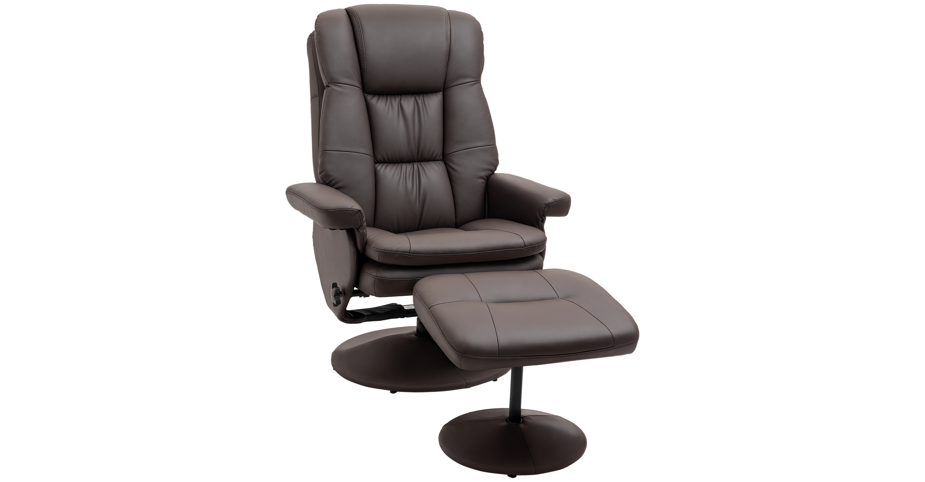 Homcom Recliner and Ottoman with Wrapped Base, Swivel Pu Leather Reclining Chair with Footrest for Living Room, Bedroom and Office, Brown