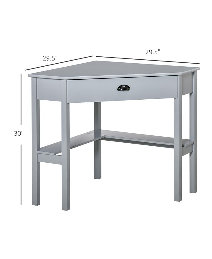 HOMCOM Corner Desk, Triangle Computer Desk with Drawer and Storage ...