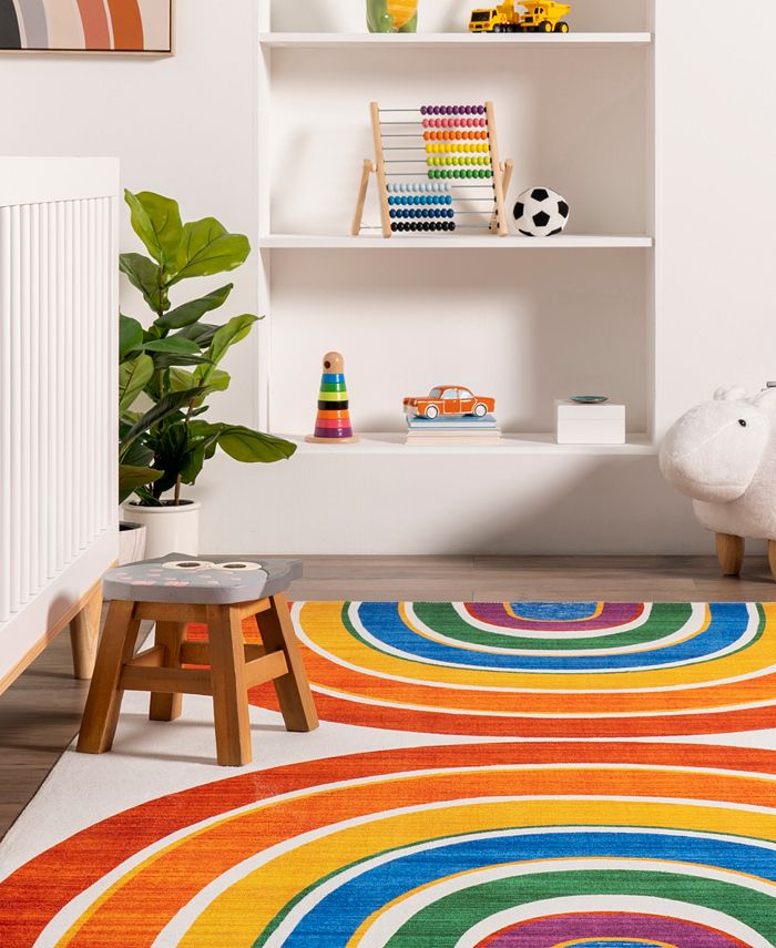 nuLoom Revel Classic Double Rainbow Washable Kids 5' x 8' Area Rug - Macy's