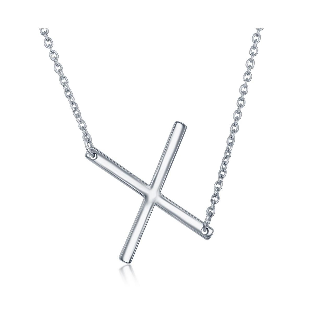 Sterling Silver Sideways Initial Necklace - Silver x