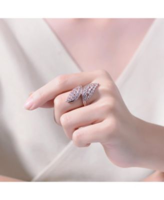 RA 18K Rose Gold Plated Clear Cubic Zirconia Cluster Wing Ring