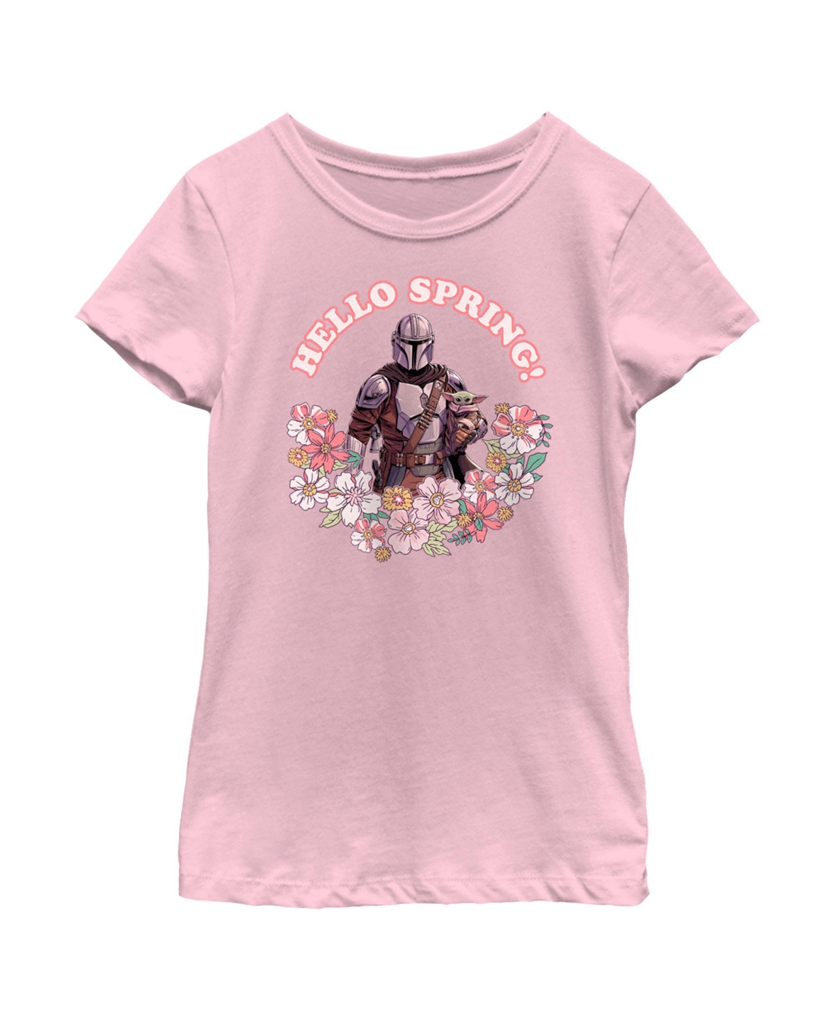 Disney Lucasfilm Kids' Girl's Star Wars: The Mandalorian Hello Spring Child T-shirt In Light Pink