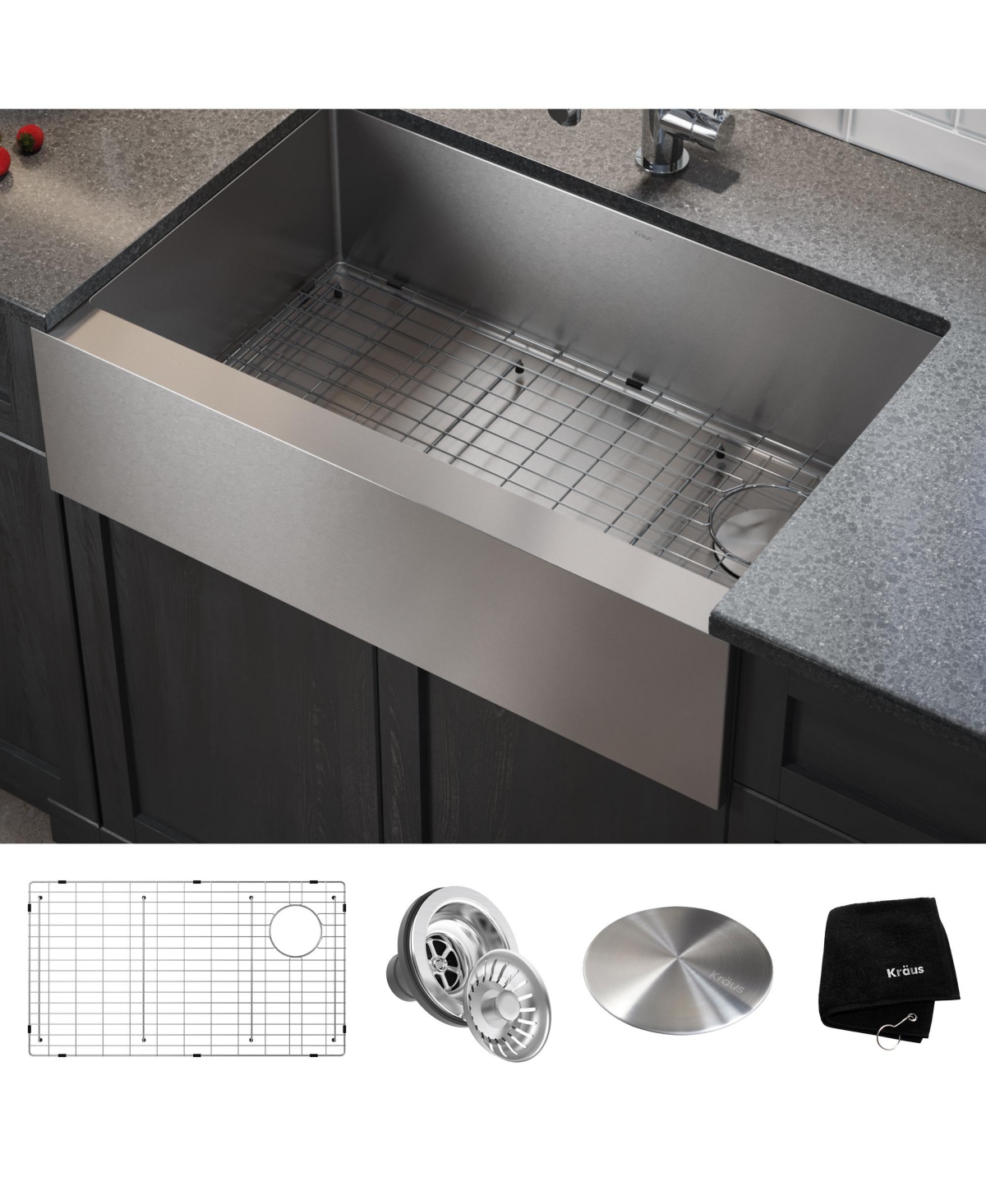 Standart Pro 33 in. 16 Gauge Single Bowl Stainless Steel Modern Farmhouse Kitchen Sink - Stainless steel