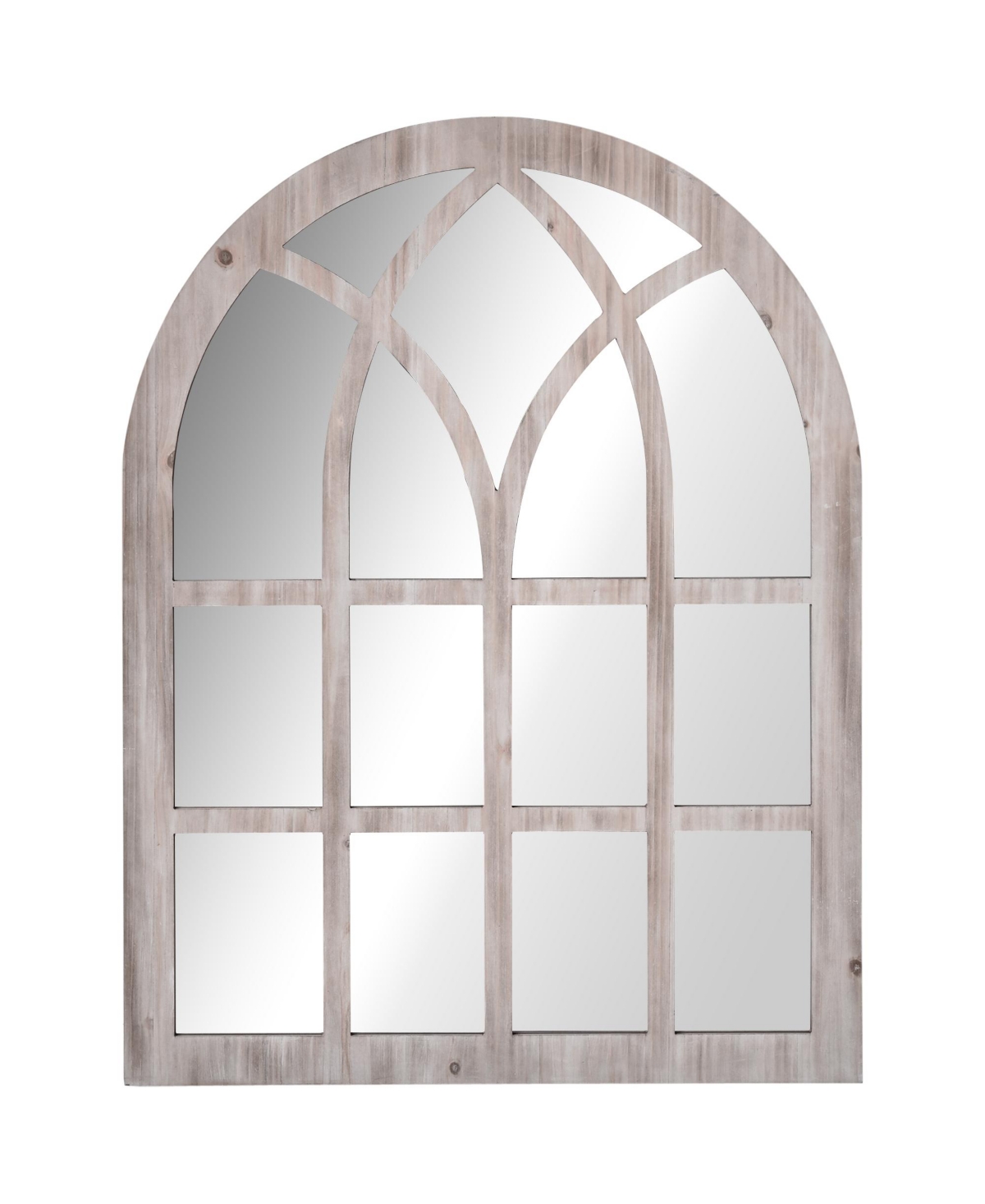 41" x 31.5" Rustic Wall Mirror, Arch Window Mirror for Wall in Living Room, Bedroom, Natural - Natural wood