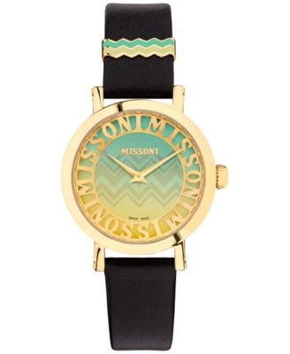 Missoni - Women's Swiss Melrose Black Leather Strap Watch 36mm