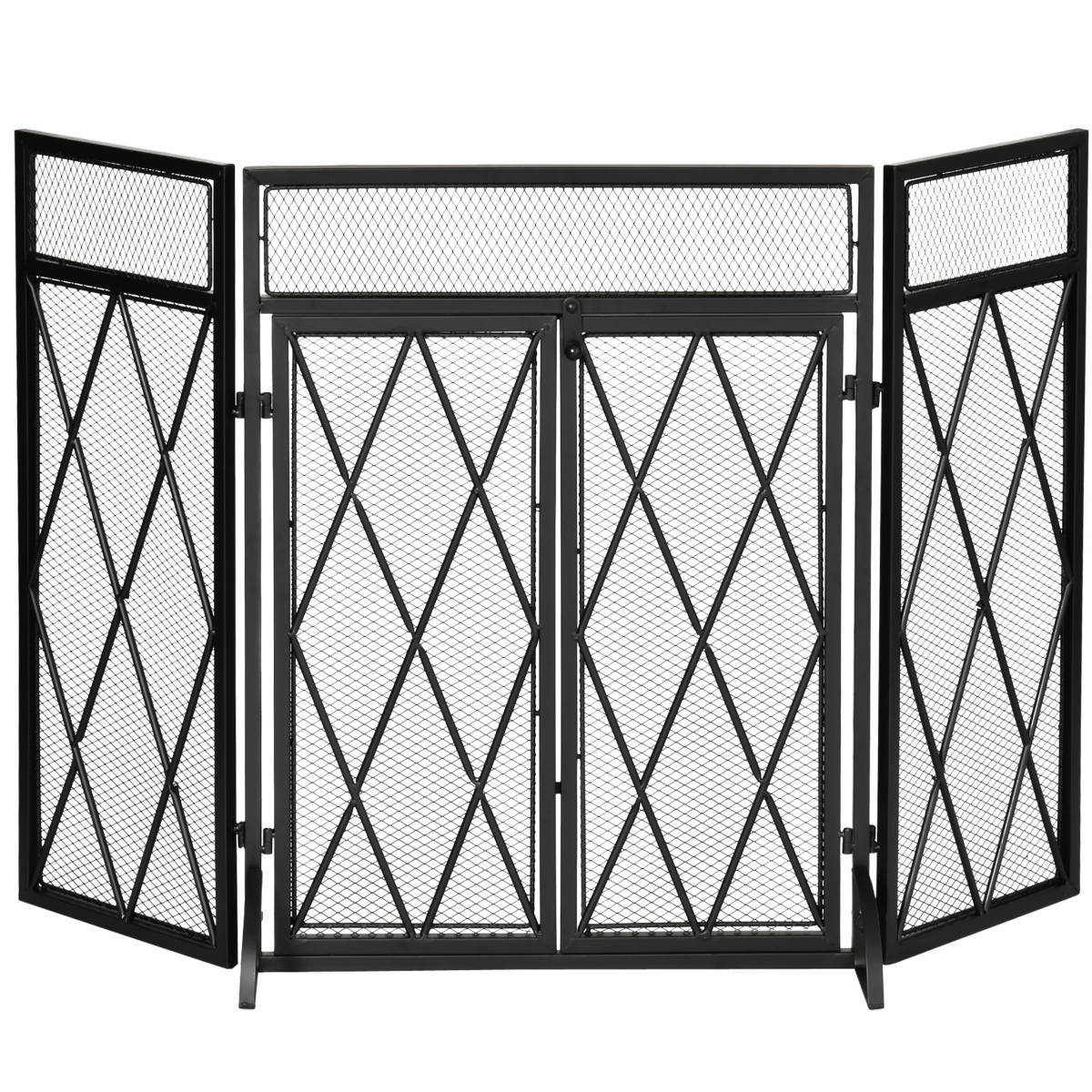 Homcom 3-Panel Folding Fireplace Screen Cover Protector Fence for Living Room