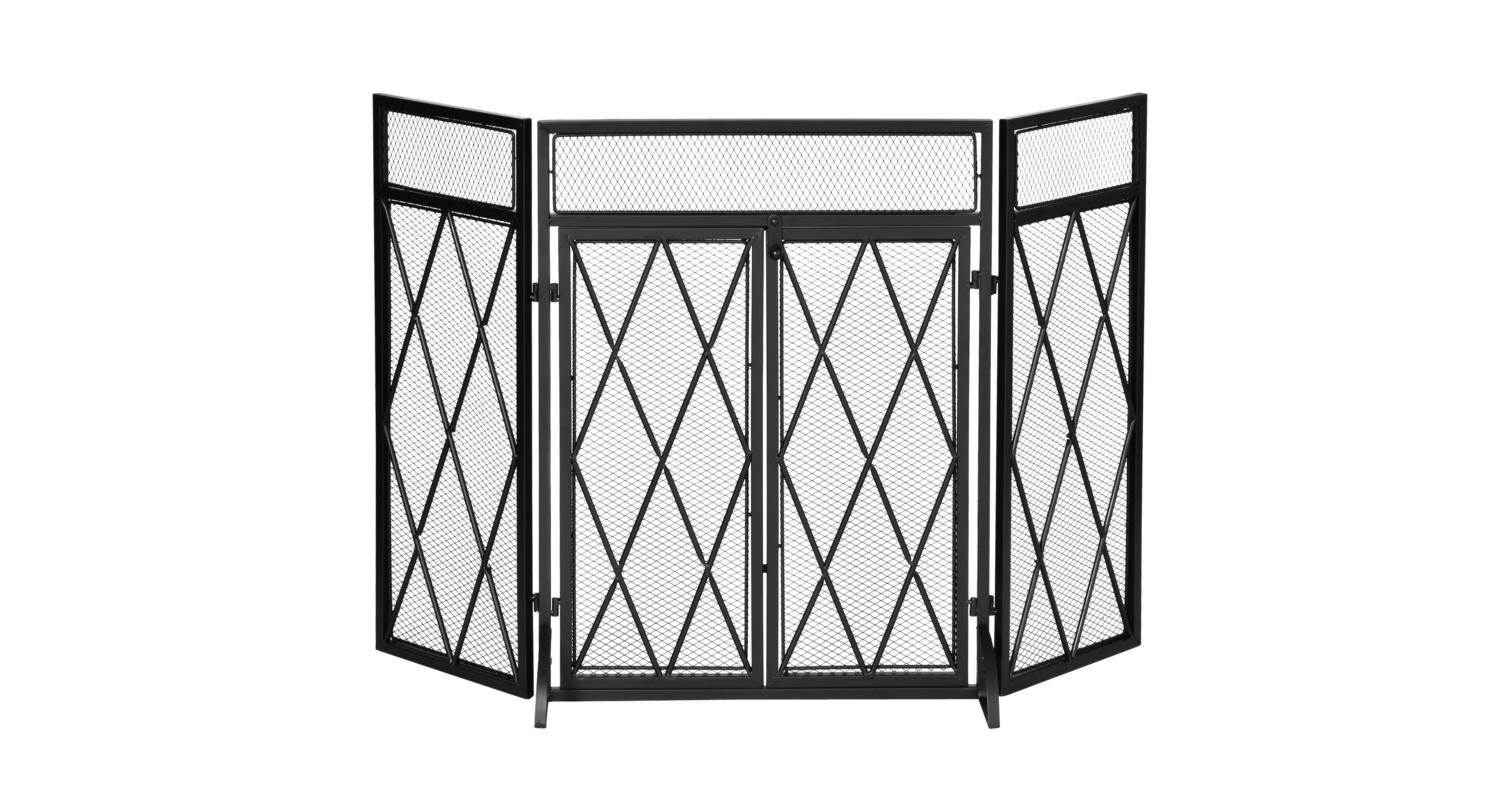 Homcom 3-Panel Folding Fireplace Screen Cover Protector Fence for Living Room