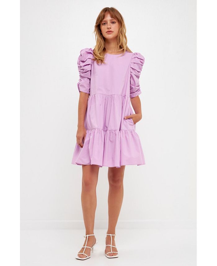 English Factory Women's Pleated Sleeve Mini Dress - Macy's