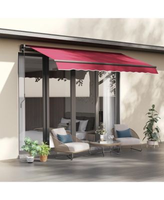 10' x 8 Manual Retractable Sun Shade Awning, Wine
