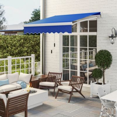 8' x 6.6' Patio Retractable Awning, Manual Sun Shade,