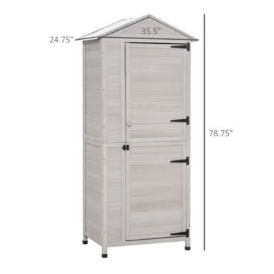 36" x 25" x 79" Wooden Outdoor Tool Cabinet with Tin Roof