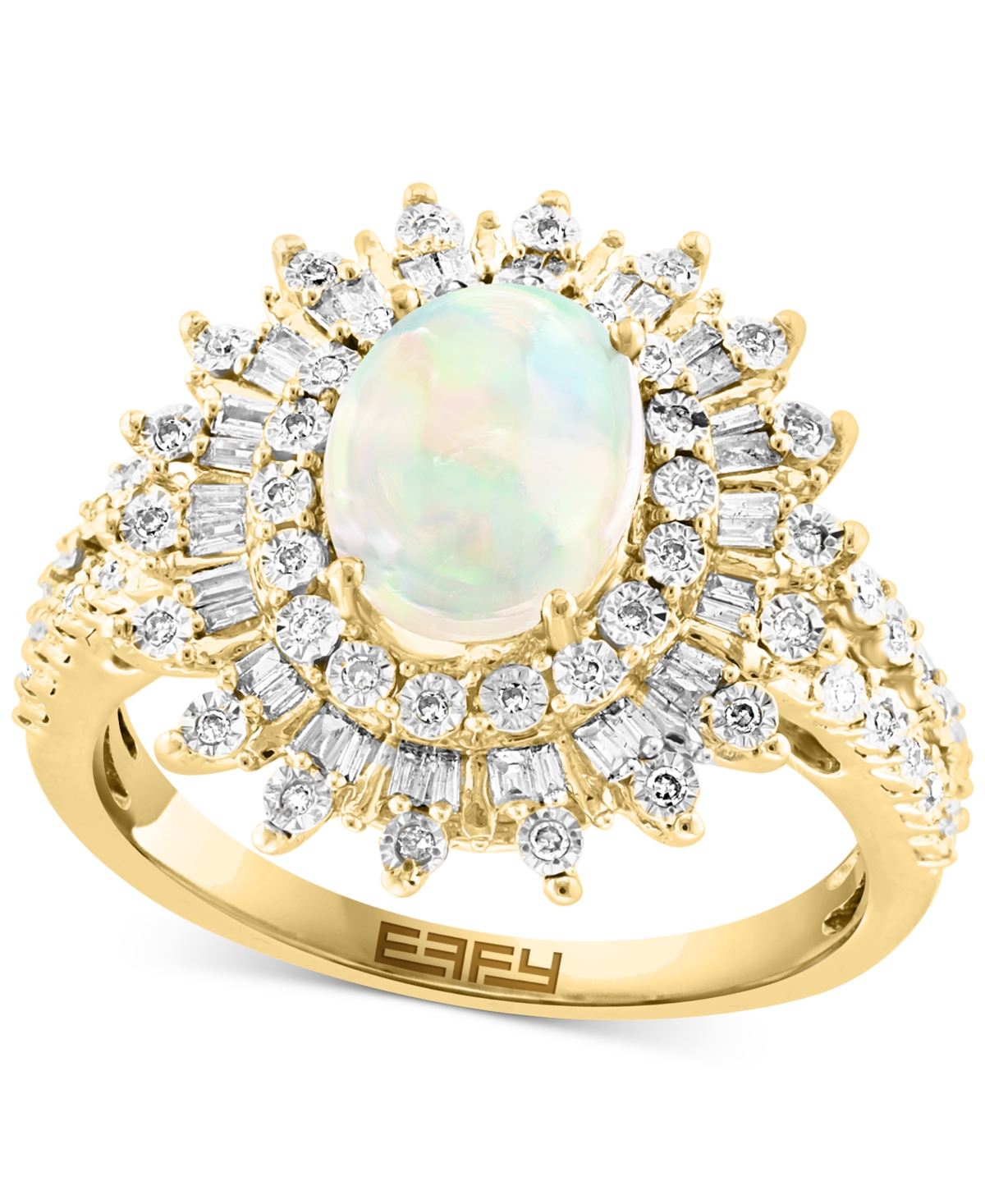 Effy Collection Effy Opal (1 Ct. T.w.) & Diamond (1/4 Ct. T.w.) Starburst Halo Ring In 14k Gold