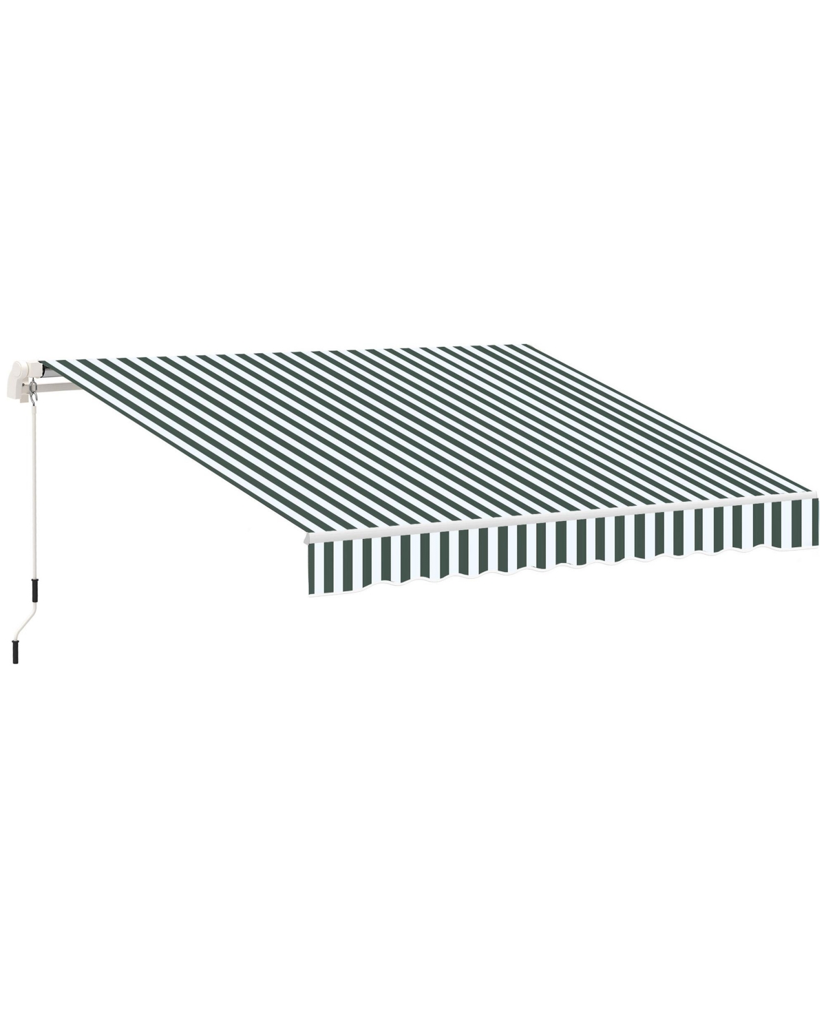 8' x 6.6' Patio Retractable Awning, Manual Sun Shade, Stripe - Green and white stripes