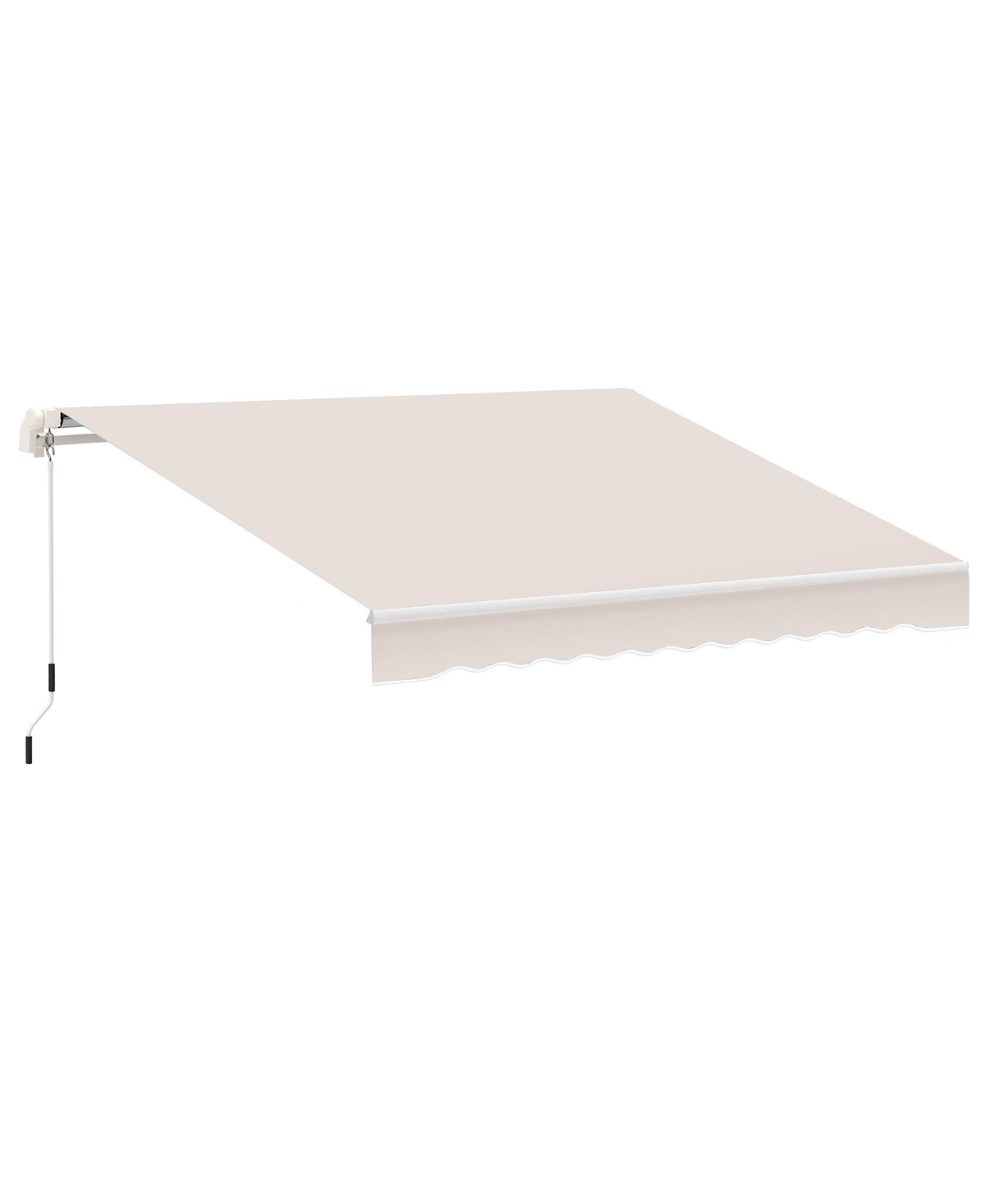 8' x 7' Patio Retractable Awning, Manual Exterior Sun Shade Deck Window Cover, Beige - Beige