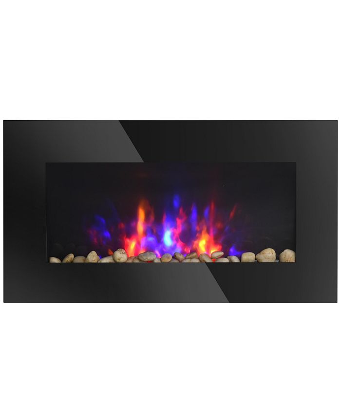 Electric WallMounted Fireplace with Flame Effect & 7 Color