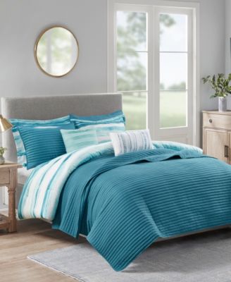 Marina Printed Seersucker 8-Pc. Comforter and Coverlet Set, King/California King