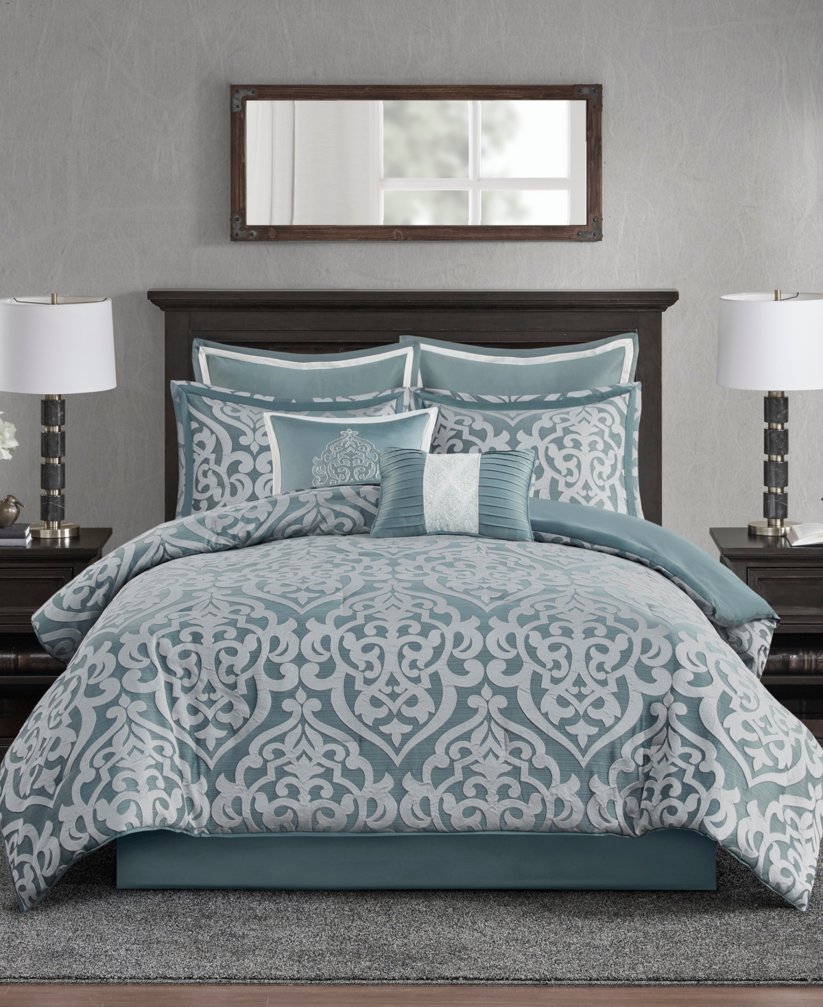 Madison Park Odette Jacquard 8-pc. Comforter Set, King In Aqua