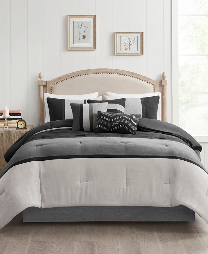 Sweet Home Collection Comforter Set Ultra Soft Faux Suede Fashion Bedding  Sets with Shams, Throw Pillows, and Bed Skirt, King, Denim