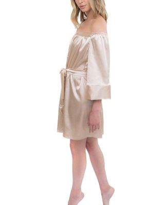 Women's Off-The-Shoulder Satin The Hair and Makeup Robe