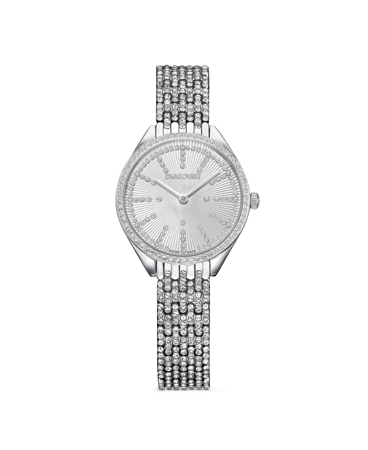 Shop Swarovski Women's Quartz Attract Stainless Steel Watch, Swiss Made 30mm In Silver