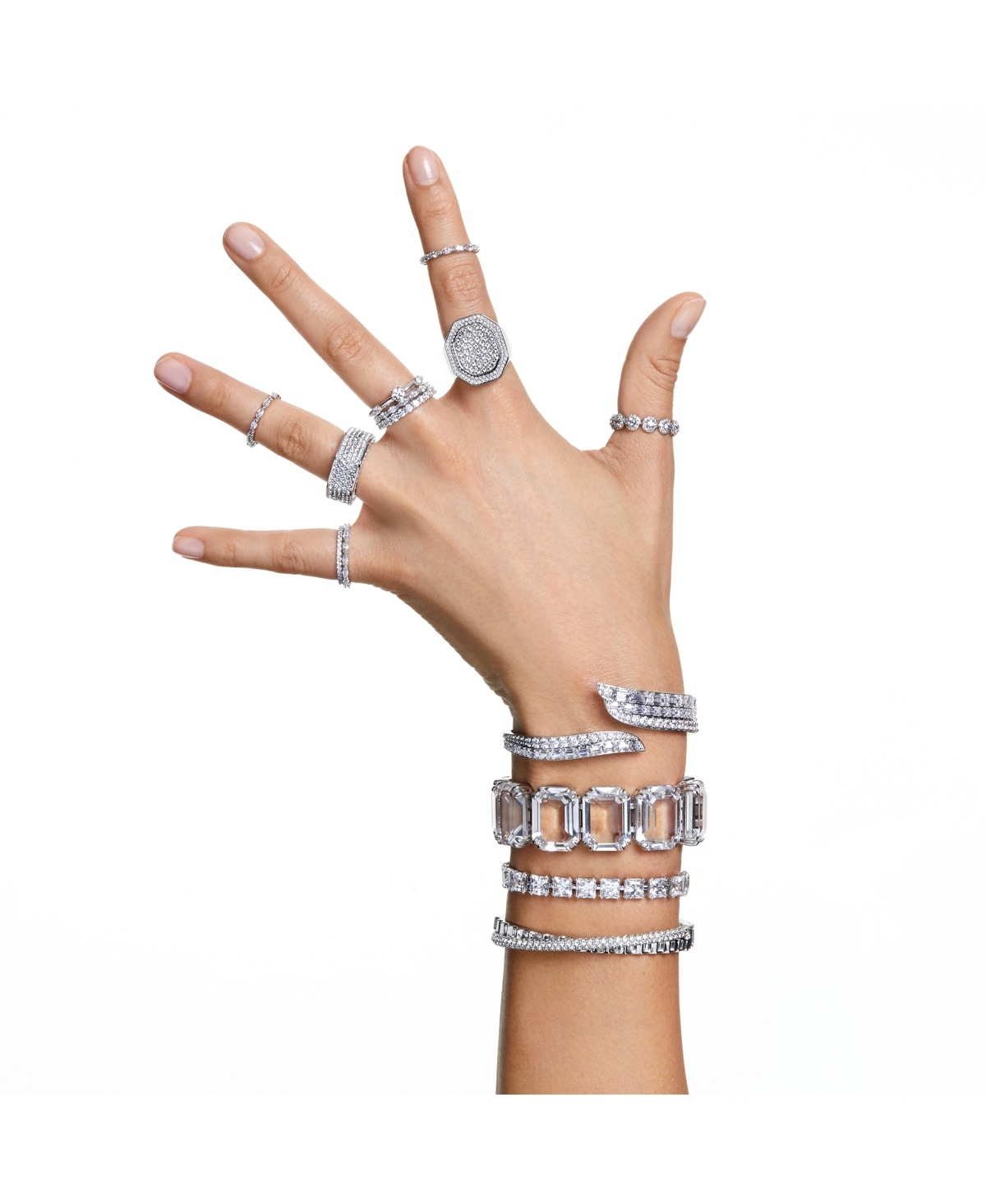 Swarovski Crystal Octagon Shaped White Dextera Cocktail Ring