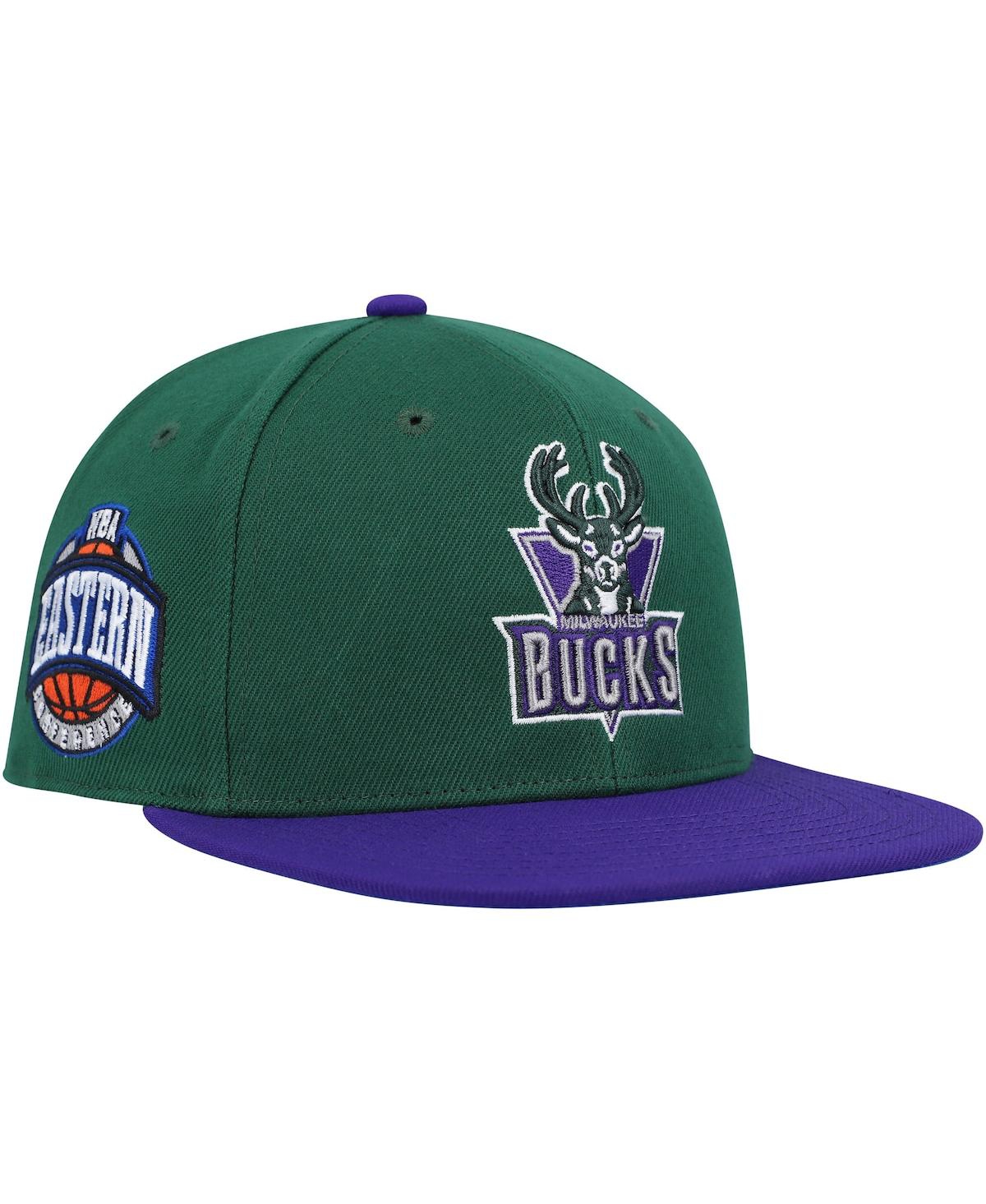 Mitchell & Ness Men's  Green And Purple Milwaukee Bucks Hardwood Classics Team Two-tone 2.0 Snapback In Hunter Green,purple