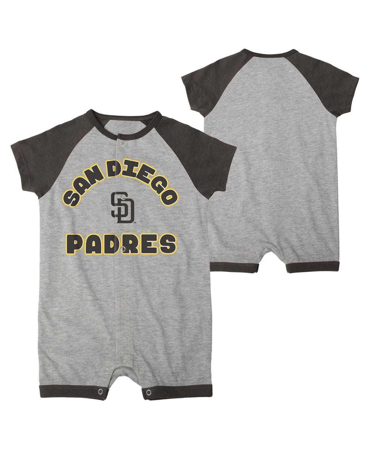 Shop Outerstuff Newborn And Infant Boys And Girls Heather Gray San Diego Padres Extra Base Hit Raglan Full-snap Romp