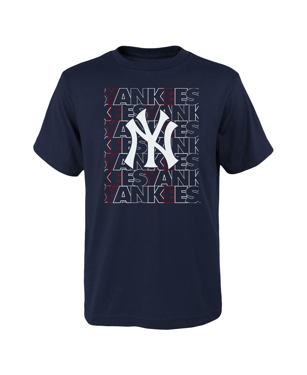 Outerstuff Kids' Big Boys And Girls Navy New York Yankees Letterman T-shirt