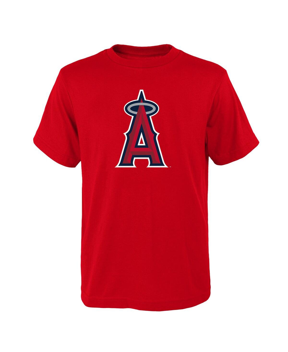 Outerstuff Kids' Big Boys And Girls Red Los Angeles Angels Logo Primary Team T-shirt