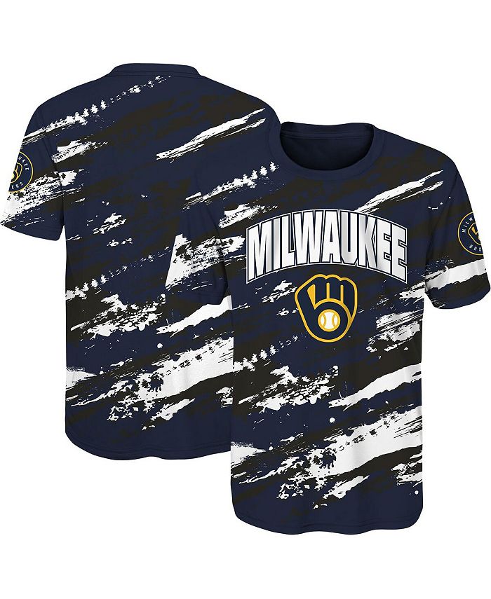 Men's Milwaukee Brewers Nike Navy Season Pattern Pullover Hoodie