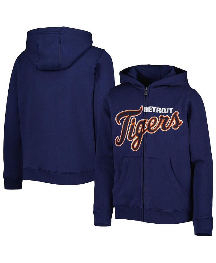 Outerstuff Youth Navy Detroit Tigers Wordmark Full-Zip Fleece Hoodie