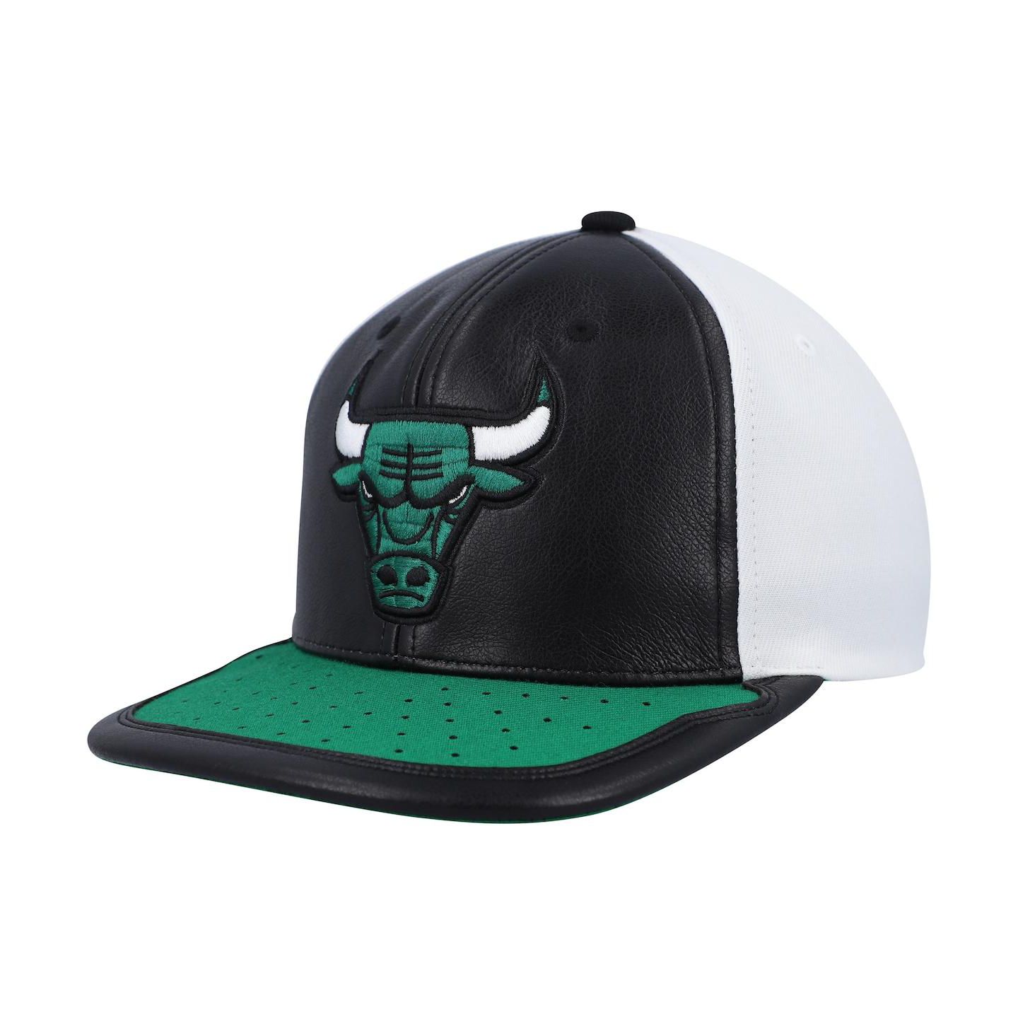 Мужская кепка Mitchell & Ness White, Green Chicago Bulls Day One Snapback Hat — фото 1