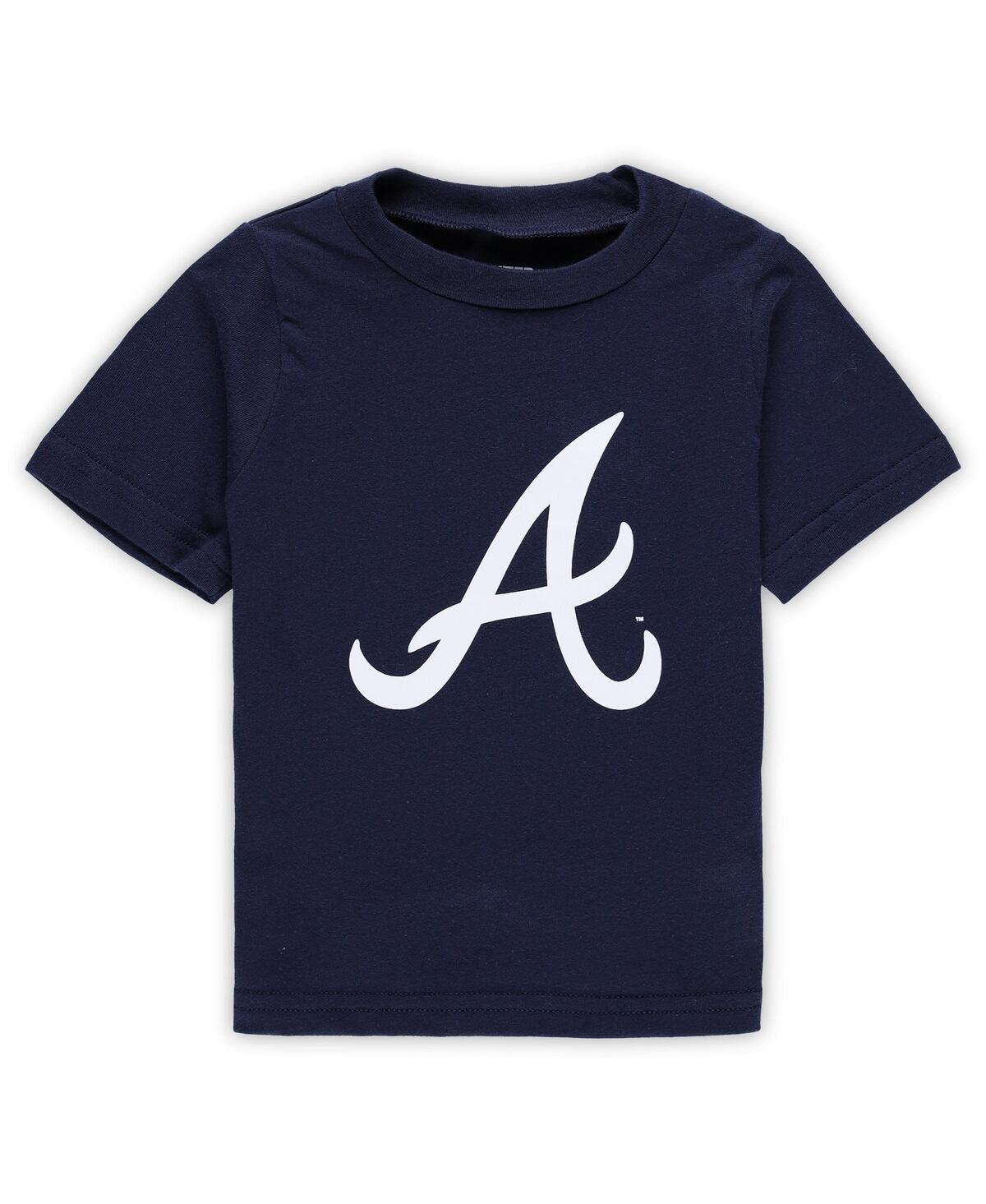 Outerstuff Babies' Infant Boys And Girls Navy Atlanta Braves Team Crew Primary Logo T-shirt