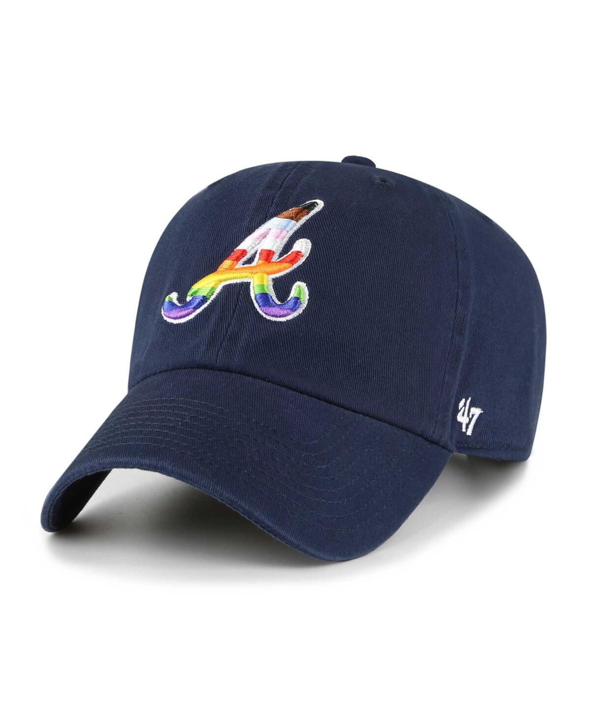 47 Brand Men's ' Navy Atlanta Braves Team Pride Clean Up Adjustable Hat In Navy