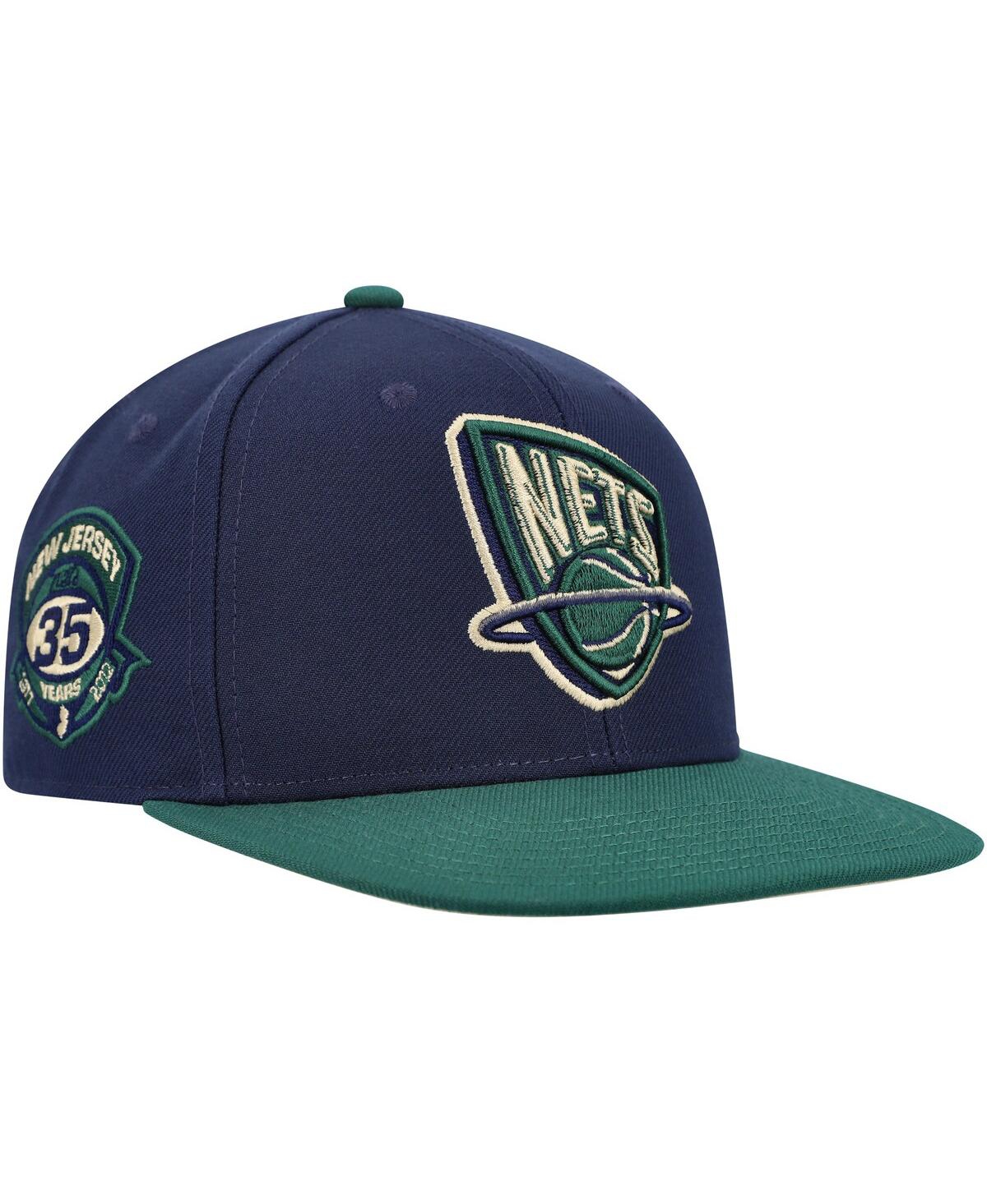 Mitchell & Ness Men's  Navy, Green New Jersey Nets 35th Anniversary Hardwood Classics Grassland Fitte In Navy,green
