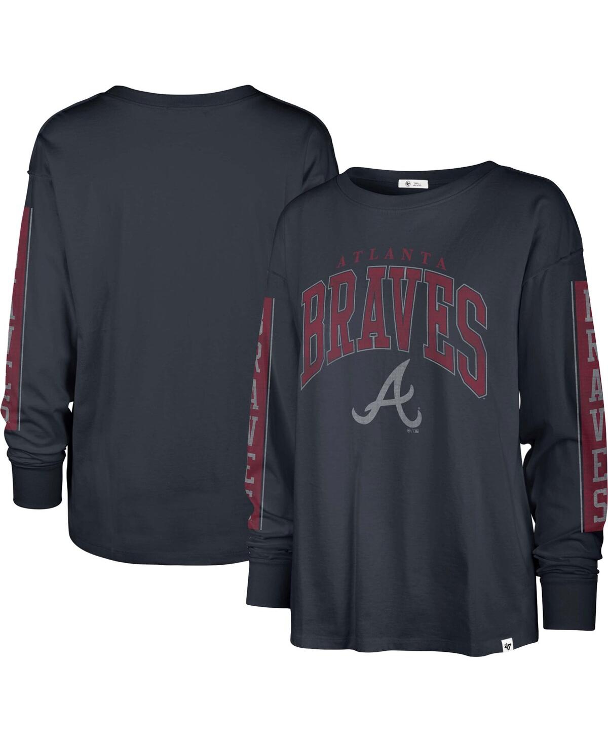 47 BRAND WOMEN'S '47 BRAND NAVY ATLANTA BRAVES STATEMENT LONG SLEEVE T-SHIRT 