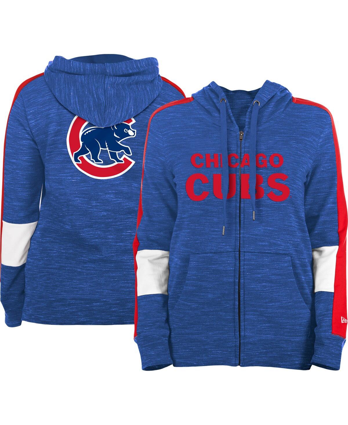NEW ERA WOMEN'S NEW ERA ROYAL CHICAGO CUBS COLORBLOCK FULL-ZIP HOODIE 