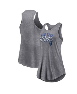 Women's Heather Gray New York Mets Simplicity Swing Racerback Scoop Neck Tank Top
