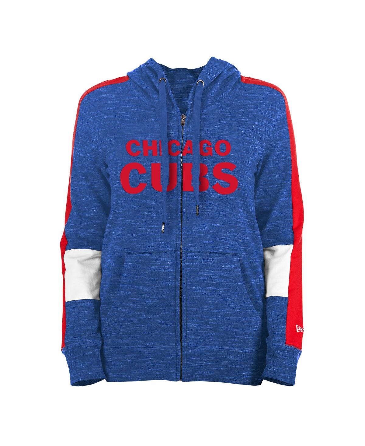 NEW ERA WOMEN'S NEW ERA ROYAL CHICAGO CUBS COLORBLOCK FULL-ZIP HOODIE 