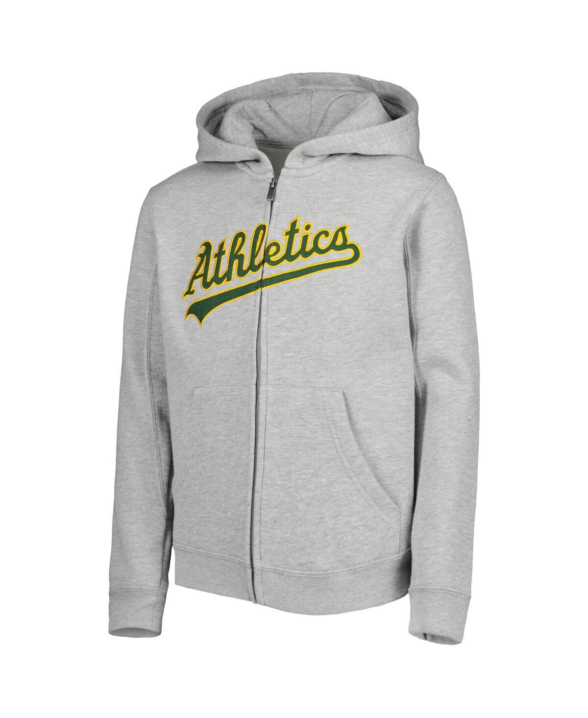 Big Boys and GirlsOakland Athletics Wordmark Full-Zip Hoodie - Heather Gray