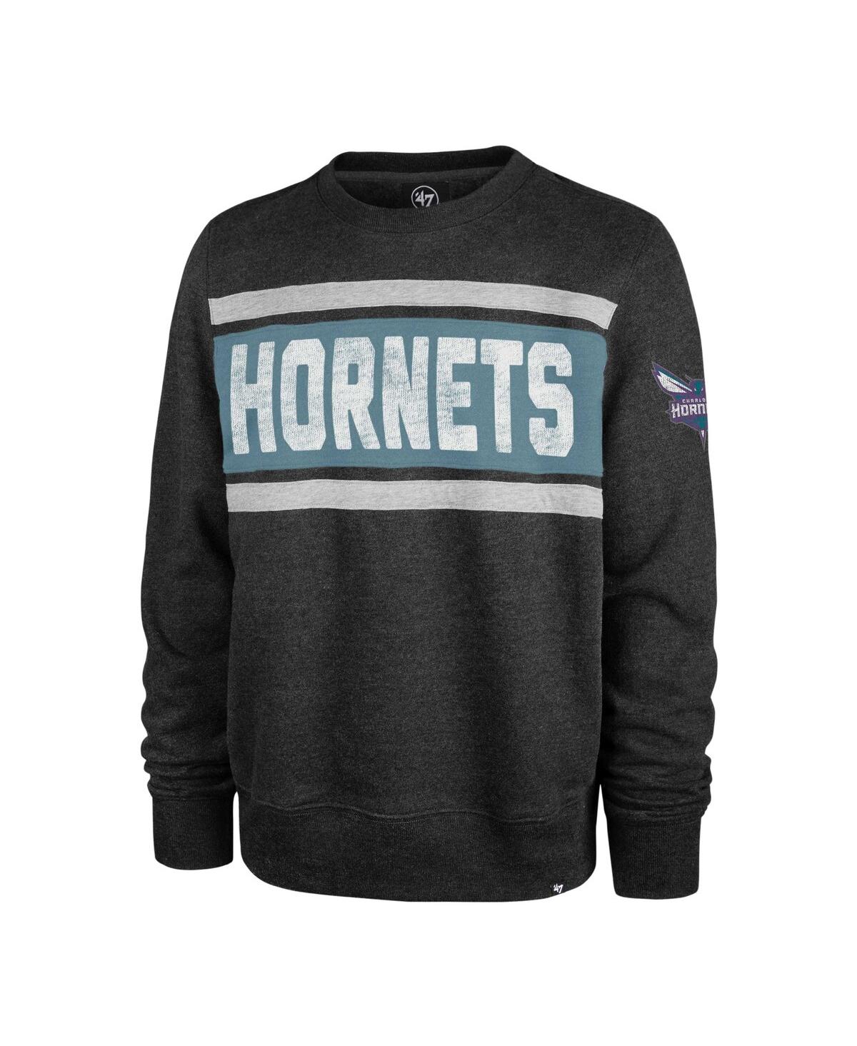 Shop 47 Brand Men's ' Heather Black Charlotte Hornets Tribeca Emerson Pullover Sweatshirt