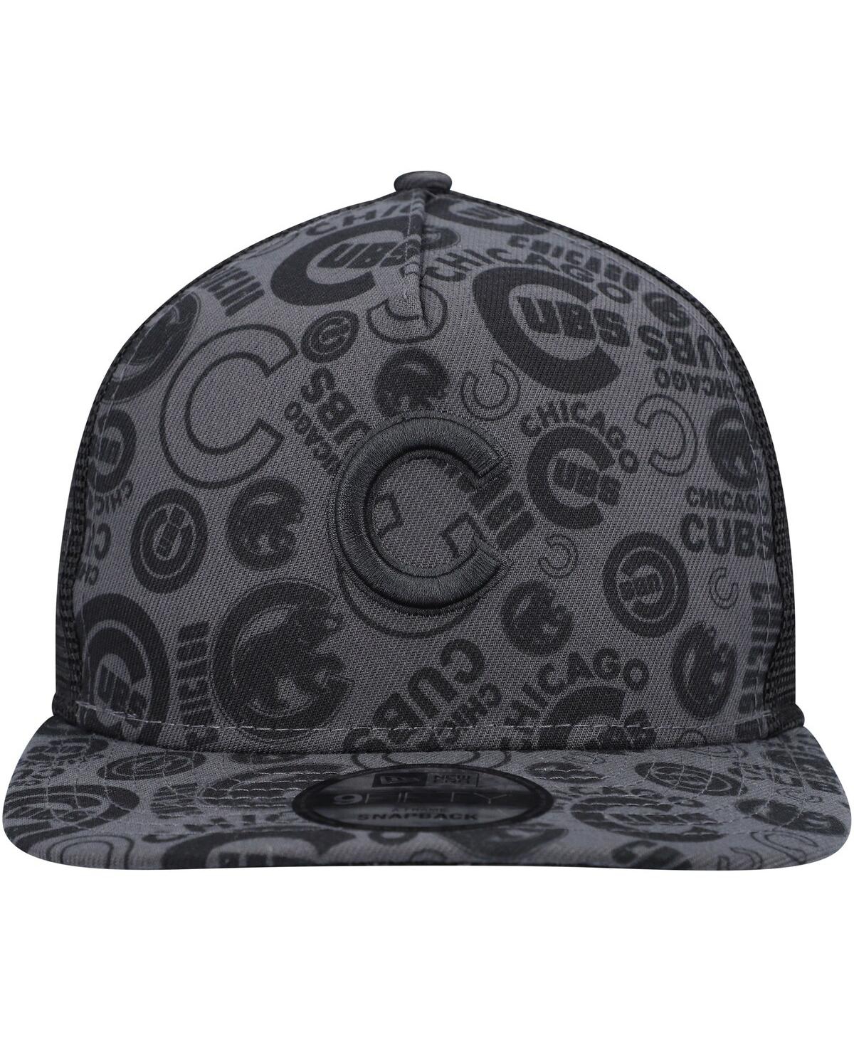 Shop New Era Men's  Black Chicago Cubs Repeat A-frame 9fifty Trucker Snapback Hat