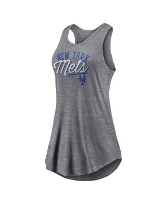 Women's Heather Gray New York Mets Simplicity Swing Racerback Scoop Neck Tank Top